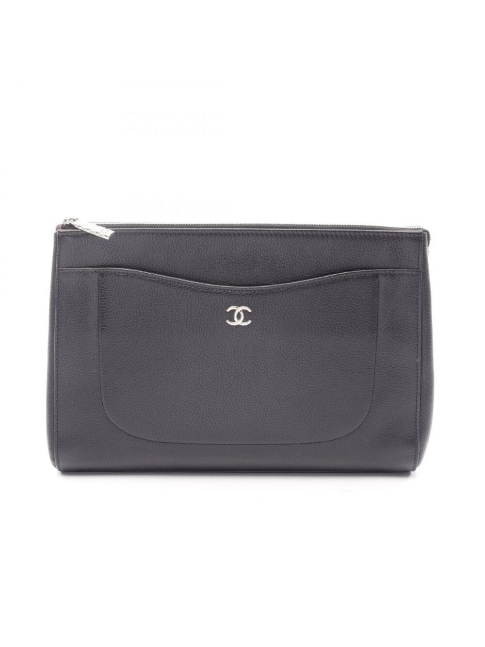 ★SOLD★ Chanel Clutch CC Logo Black Leather
